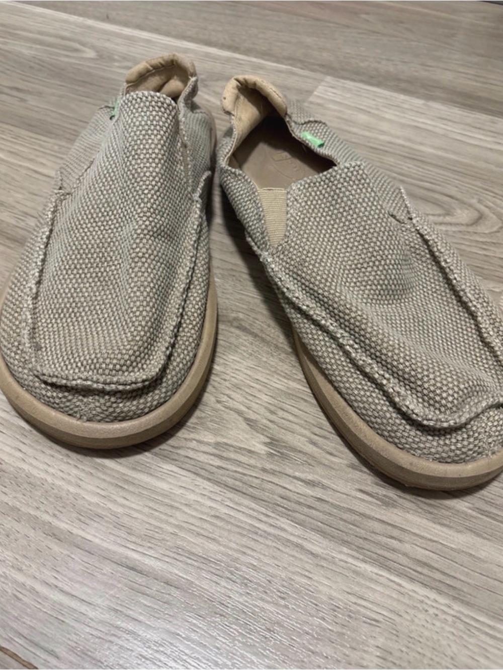 Sanuk Men’s Canvas Slip-On Loafers in Light Tan